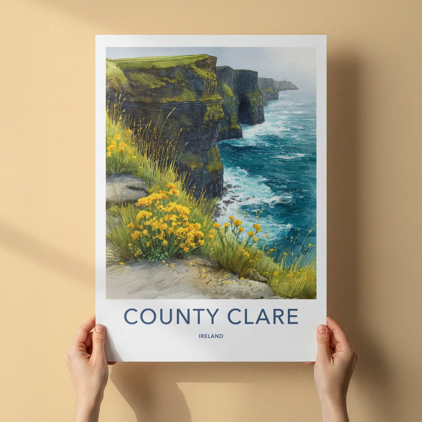 County Clare Poster - Ireland Art Print - Steep Cliffs Ocean Gallery Art