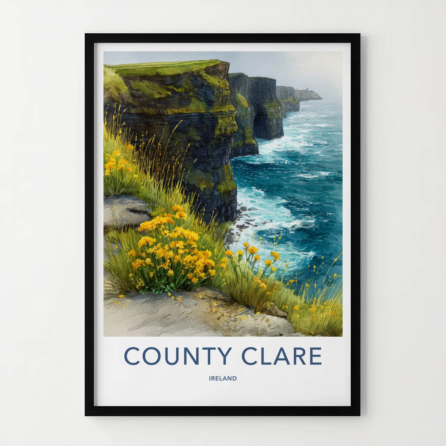 County Clare Poster - Ireland Art Print - Steep Cliffs Ocean Gallery Art