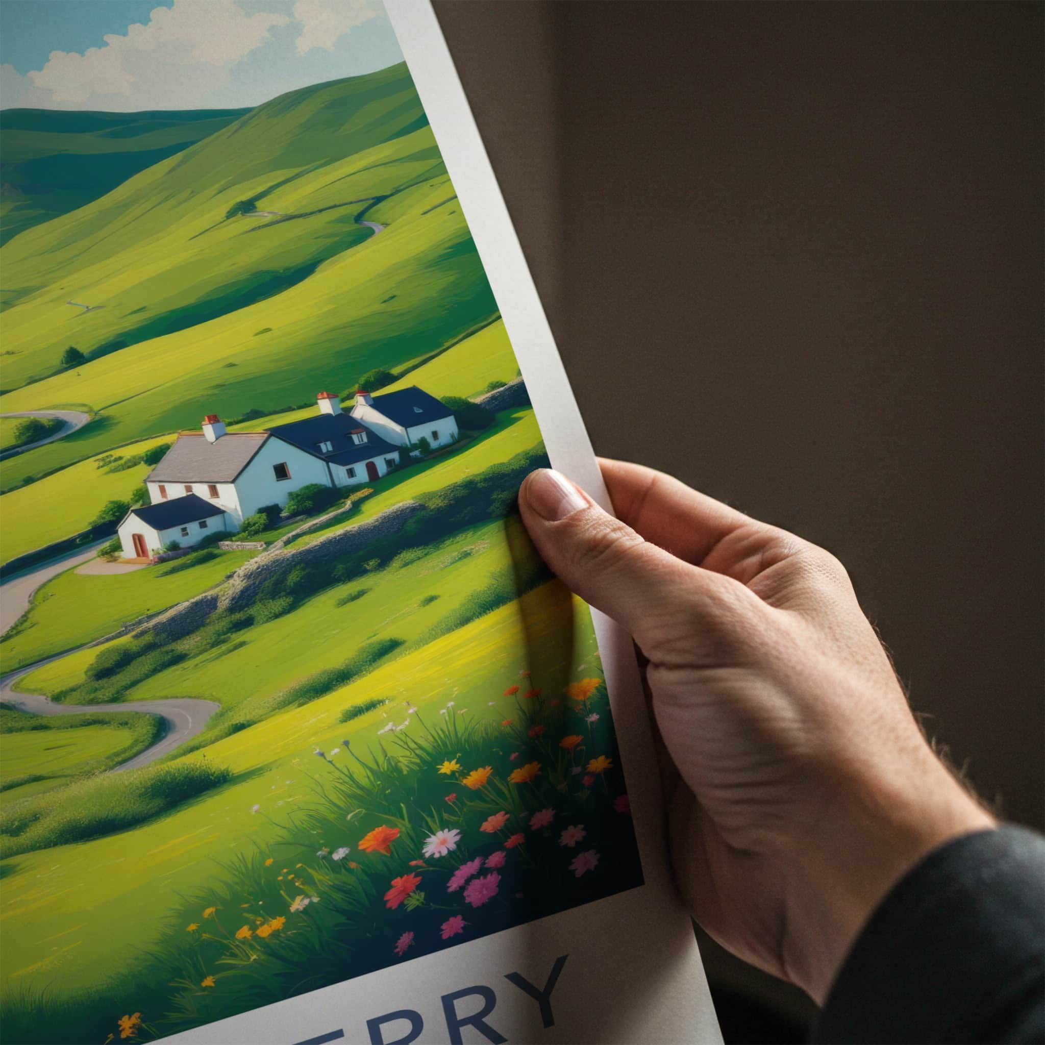 County Kerry Poster - Ireland Travel Art - Emerald Coastal Landscape Home Decor