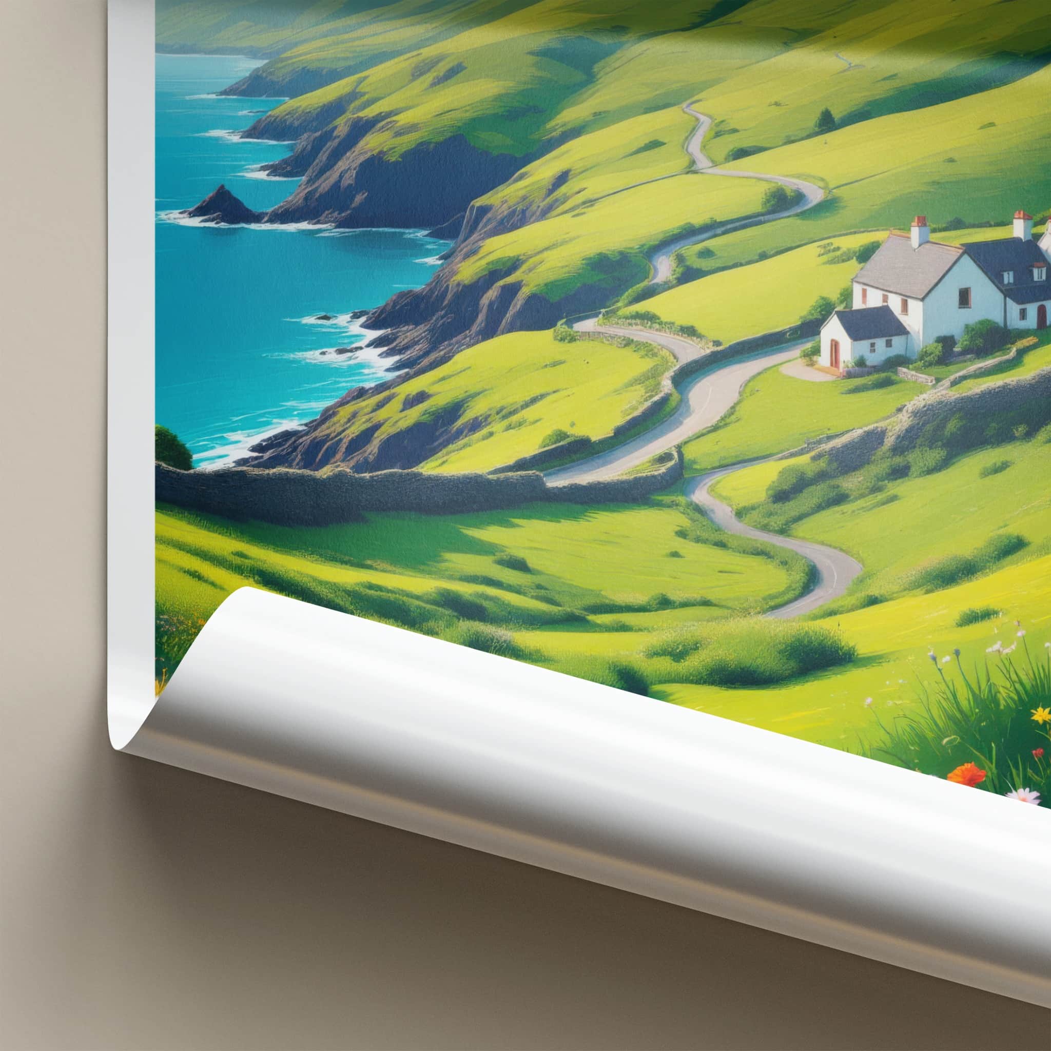 County Kerry Poster - Ireland Travel Art - Emerald Coastal Landscape Home Decor