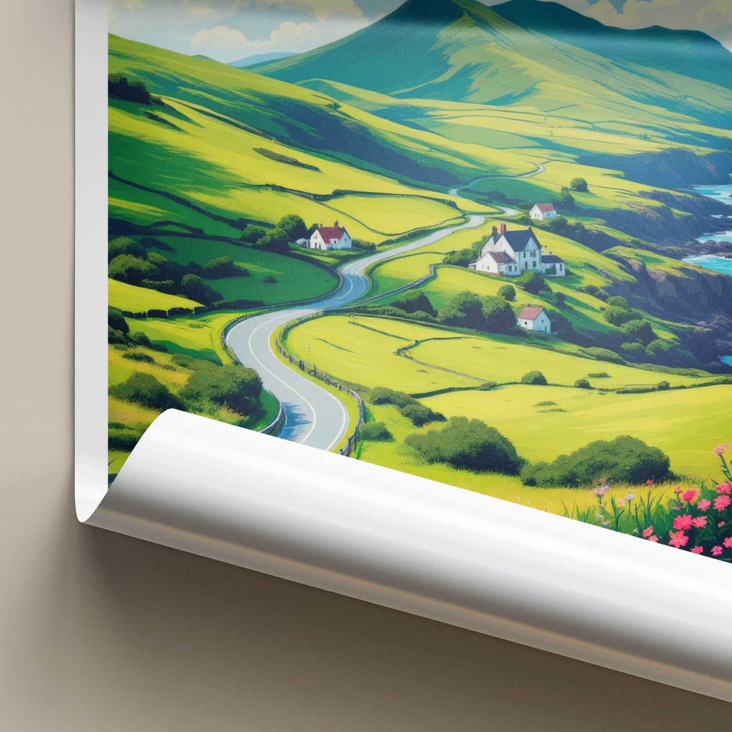County Kerry Poster - Ireland Travel Art - Green Hilly Coast Home Decor