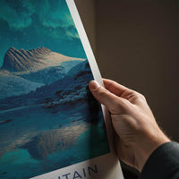 Cradle Mountain Poster - Australia Scenic Art - Aurora Lake Peaks Wall Decor