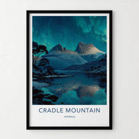 Cradle Mountain Poster - Australia Scenic Art - Aurora Lake Peaks Wall Decor