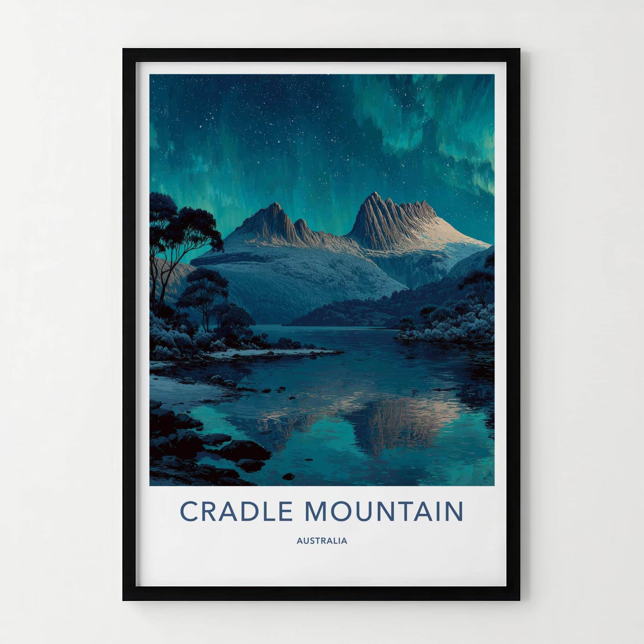 Cradle Mountain Poster - Australia Scenic Art - Aurora Lake Peaks Wall Decor
