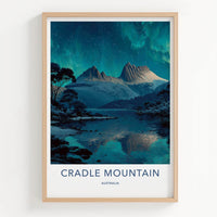 Cradle Mountain Poster - Australia Scenic Art - Aurora Lake Peaks Wall Decor