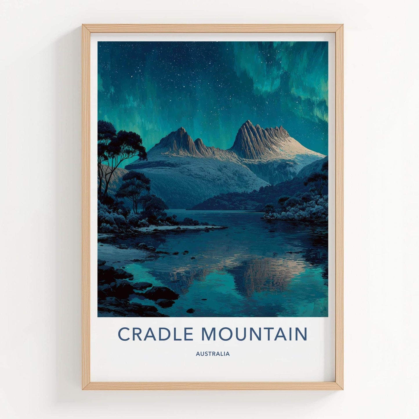 Cradle Mountain Poster - Australia Scenic Art - Aurora Lake Peaks Wall Decor