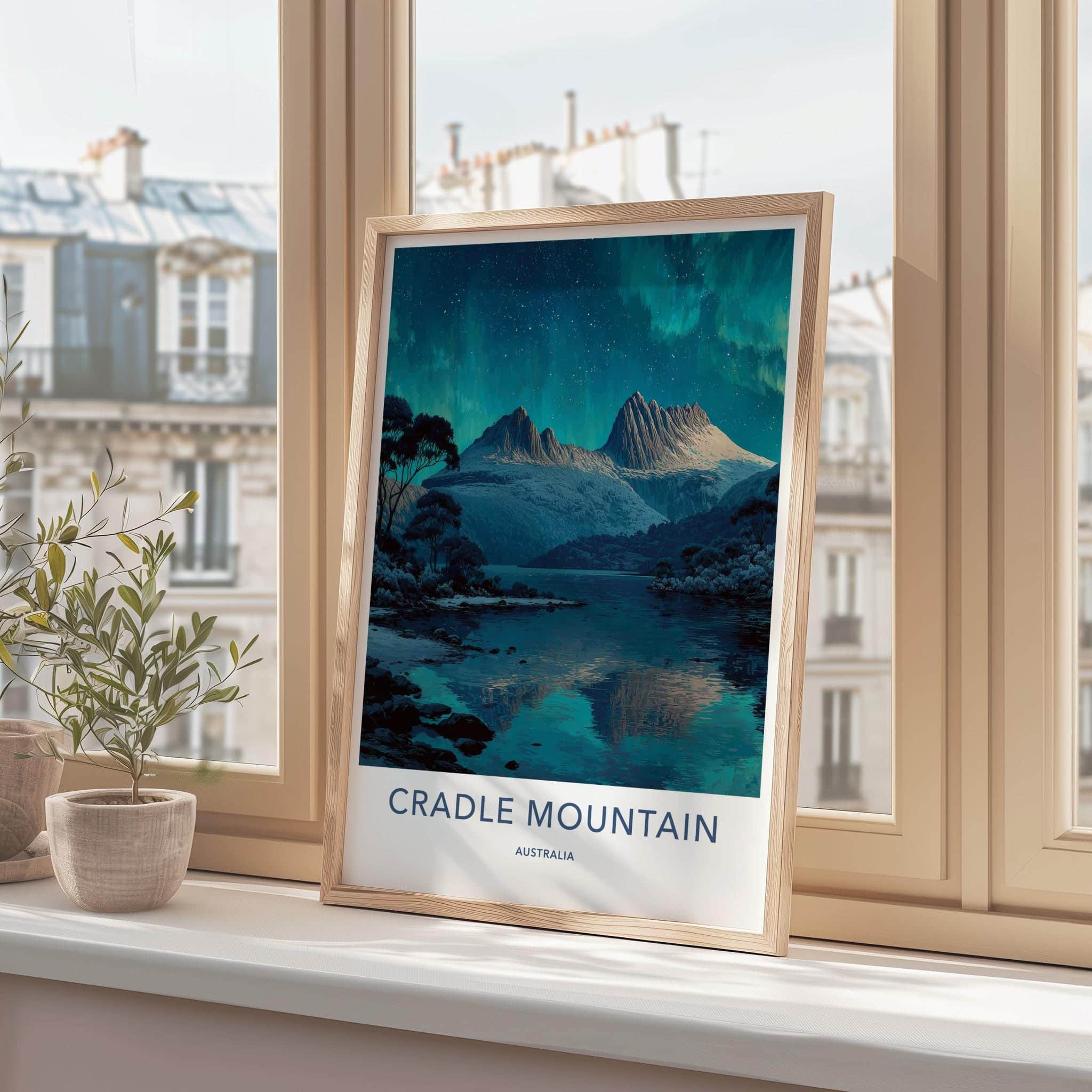 Cradle Mountain Poster - Australia Scenic Art - Aurora Lake Peaks Wall Decor