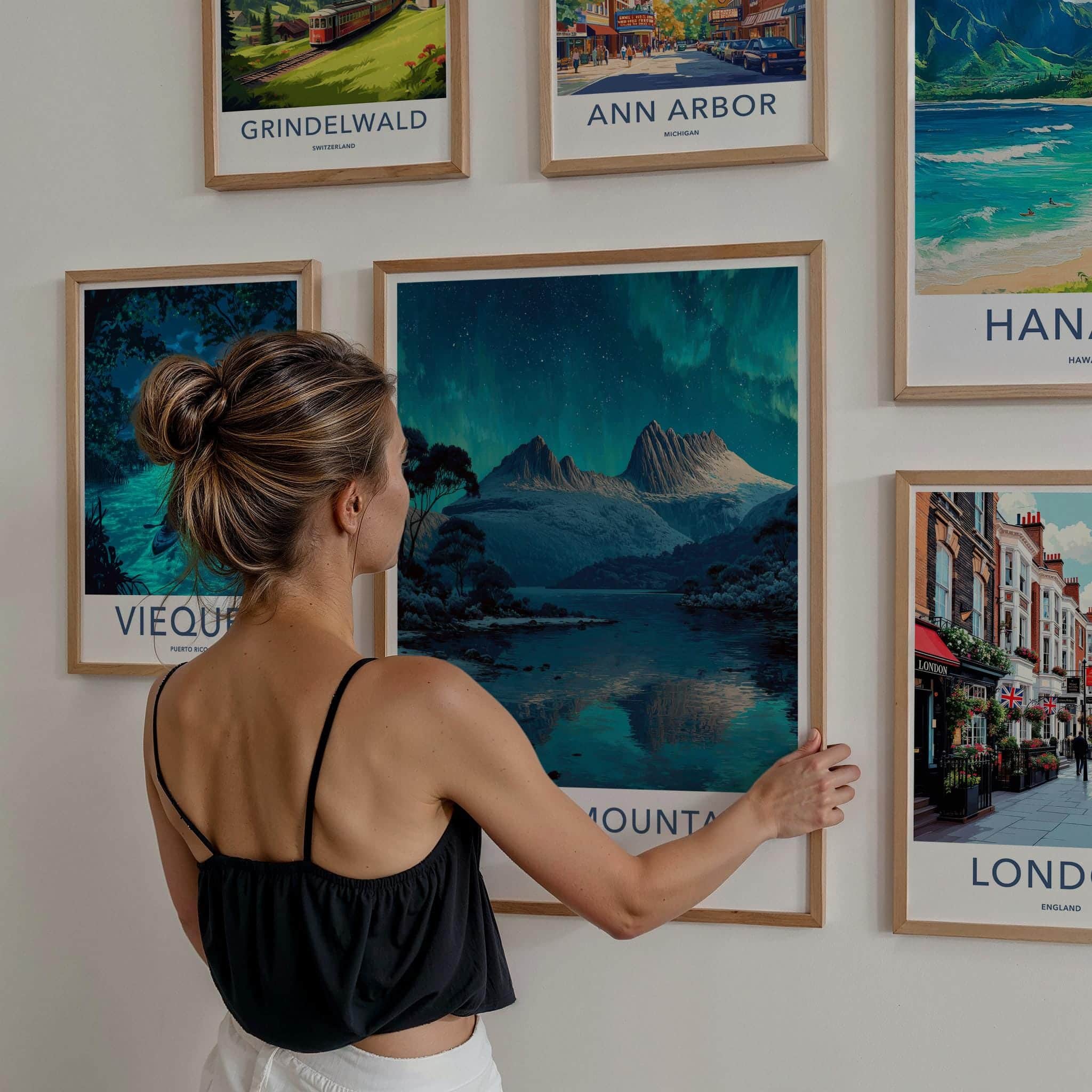 Cradle Mountain Poster - Australia Scenic Art - Aurora Lake Peaks Wall Decor