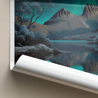 Cradle Mountain Poster - Australia Travel Art - Aurora Night Lake Home Decor