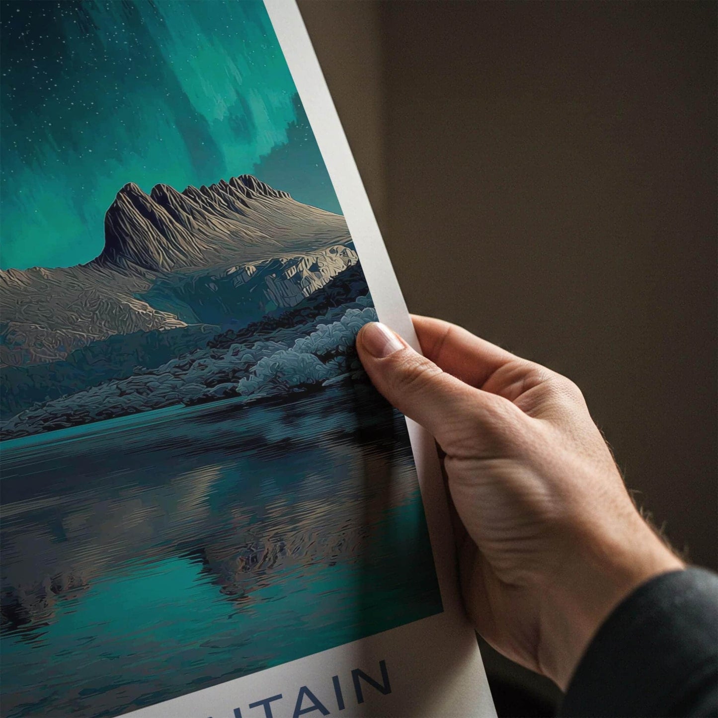 Cradle Mountain Poster - Australia Travel Art - Aurora Night Lake Home Decor