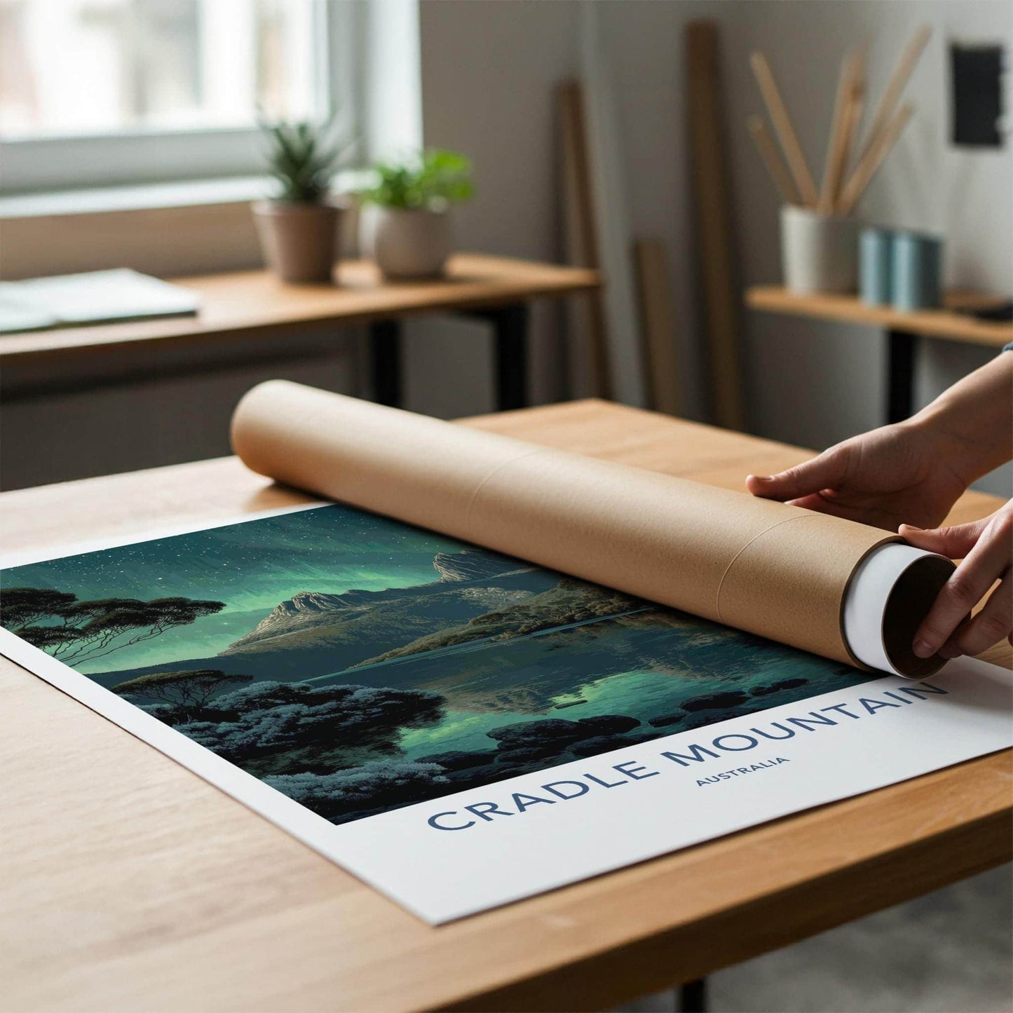Cradle Mountain Poster - Australia Wall Art - Mountain Lake Aurora Home Decor