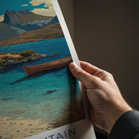 Cradle Mountain Poster - Tasmania Travel Print - Lakeside Hut Boat Gallery Art
