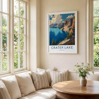 Crater Lake Poster - Oregon Scenic Art - Blue Lake Cliffs Home Decor