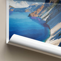Crater Lake Poster - Oregon Scenic Art - Majestic Lake Cliffs Home Decor