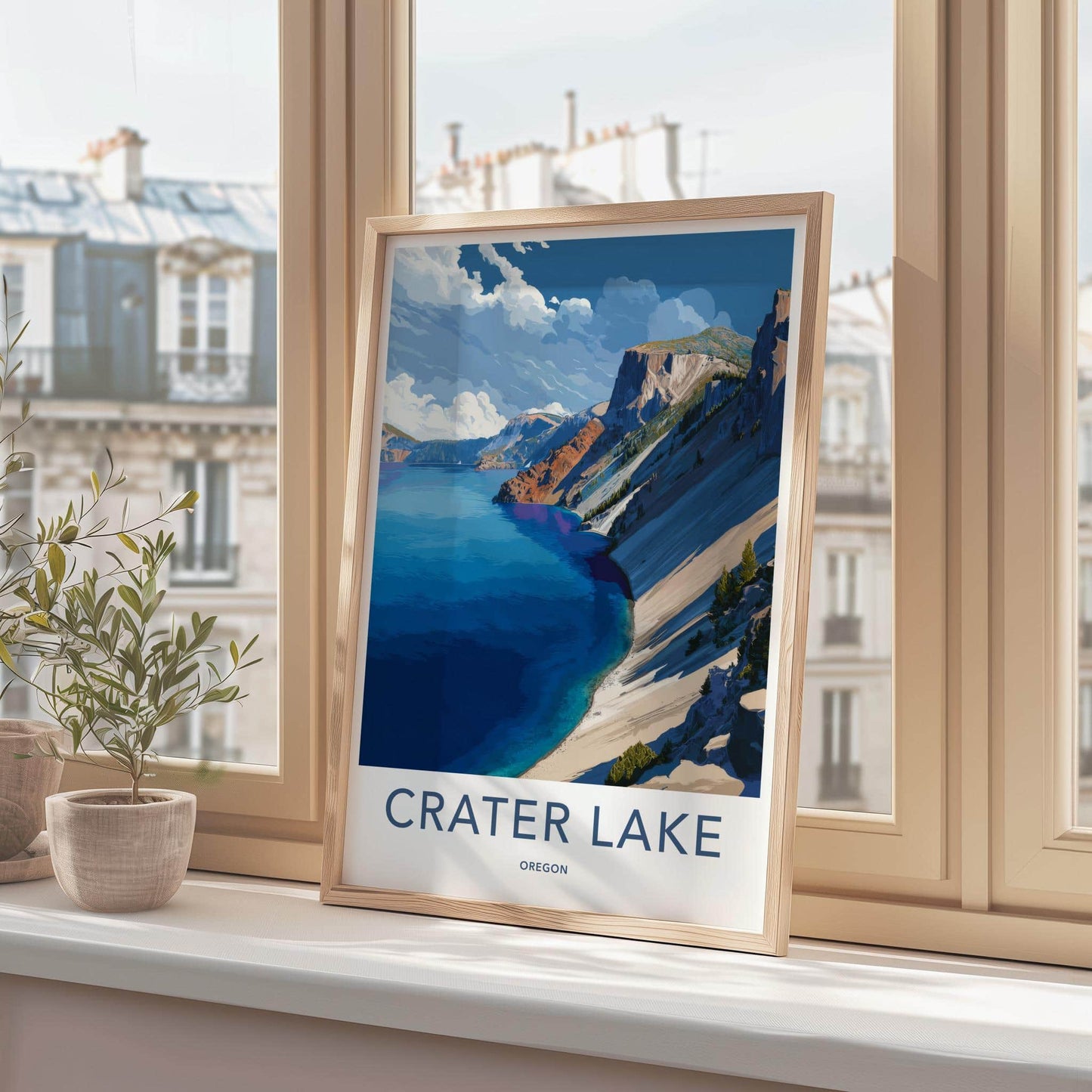 Crater Lake Poster - Oregon Scenic Art - Majestic Lake Cliffs Home Decor
