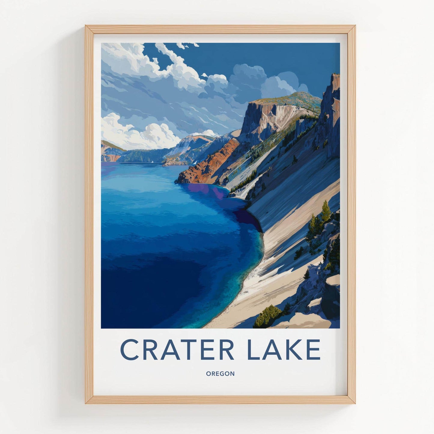 Crater Lake Poster - Oregon Scenic Art - Majestic Lake Cliffs Home Decor