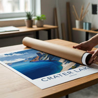 Crater Lake Poster - Oregon Scenic Art - Majestic Lake Cliffs Home Decor