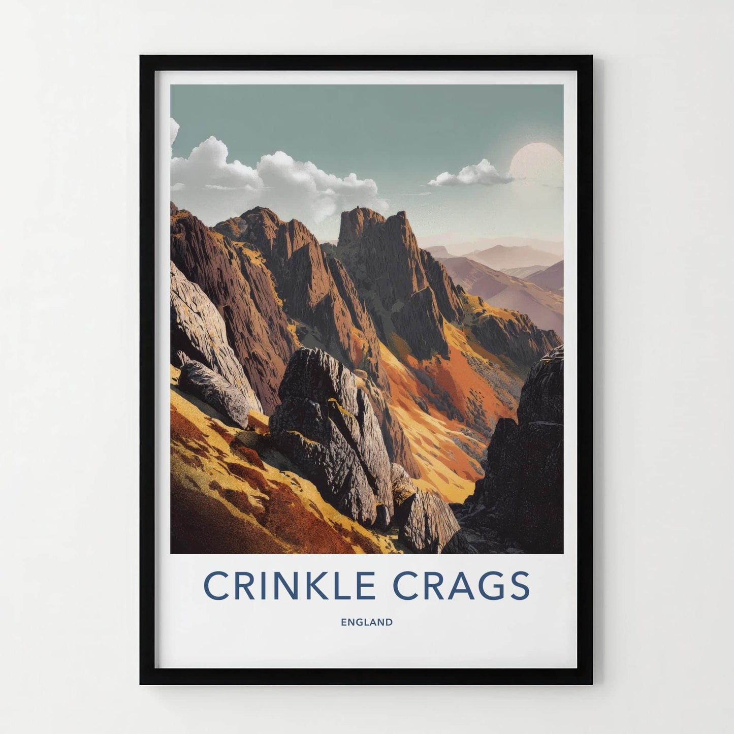 Crinkle Crags Poster - England Scenic Art - Mountain Ridge Sunlight Home Decor