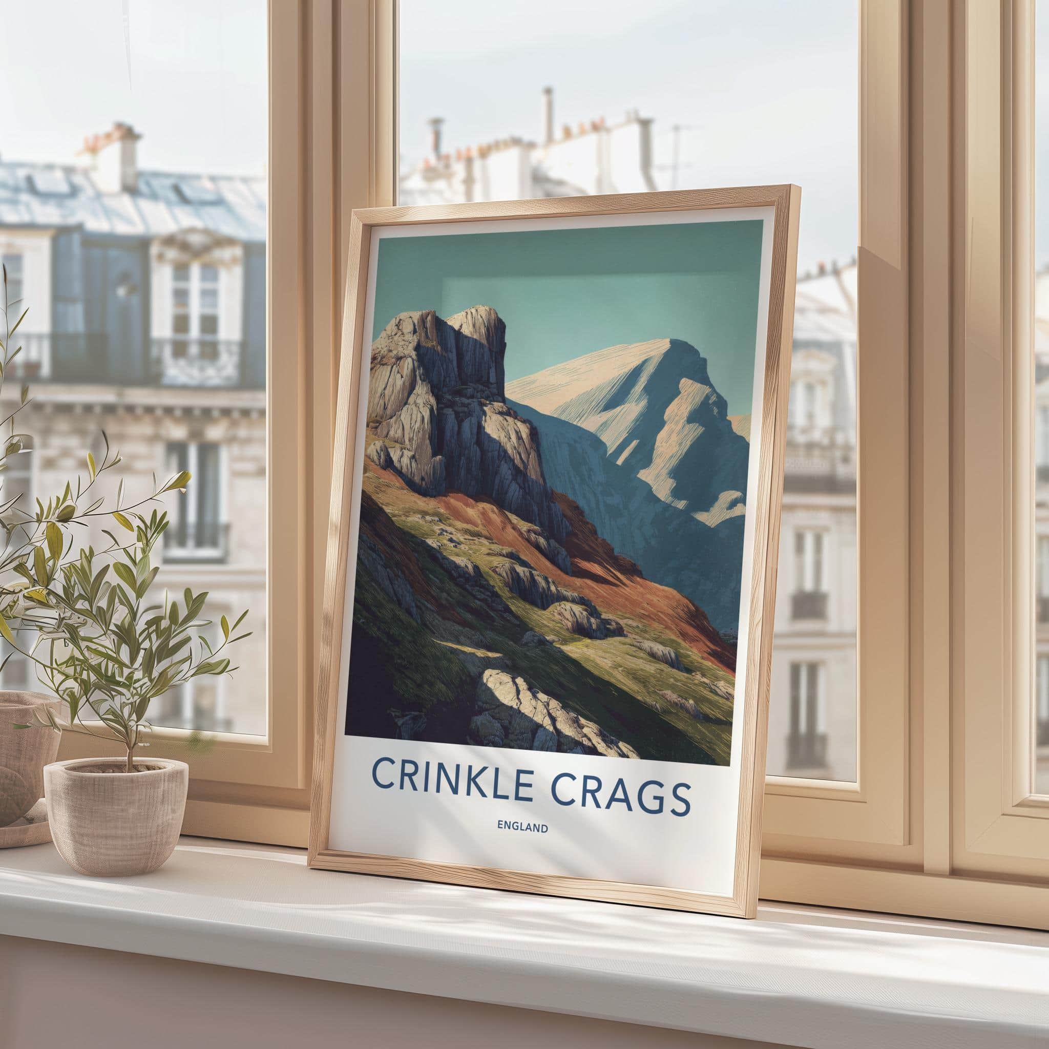 Crinkle Crags Poster - England Travel Art - rugged mountain slopes Wall Decor