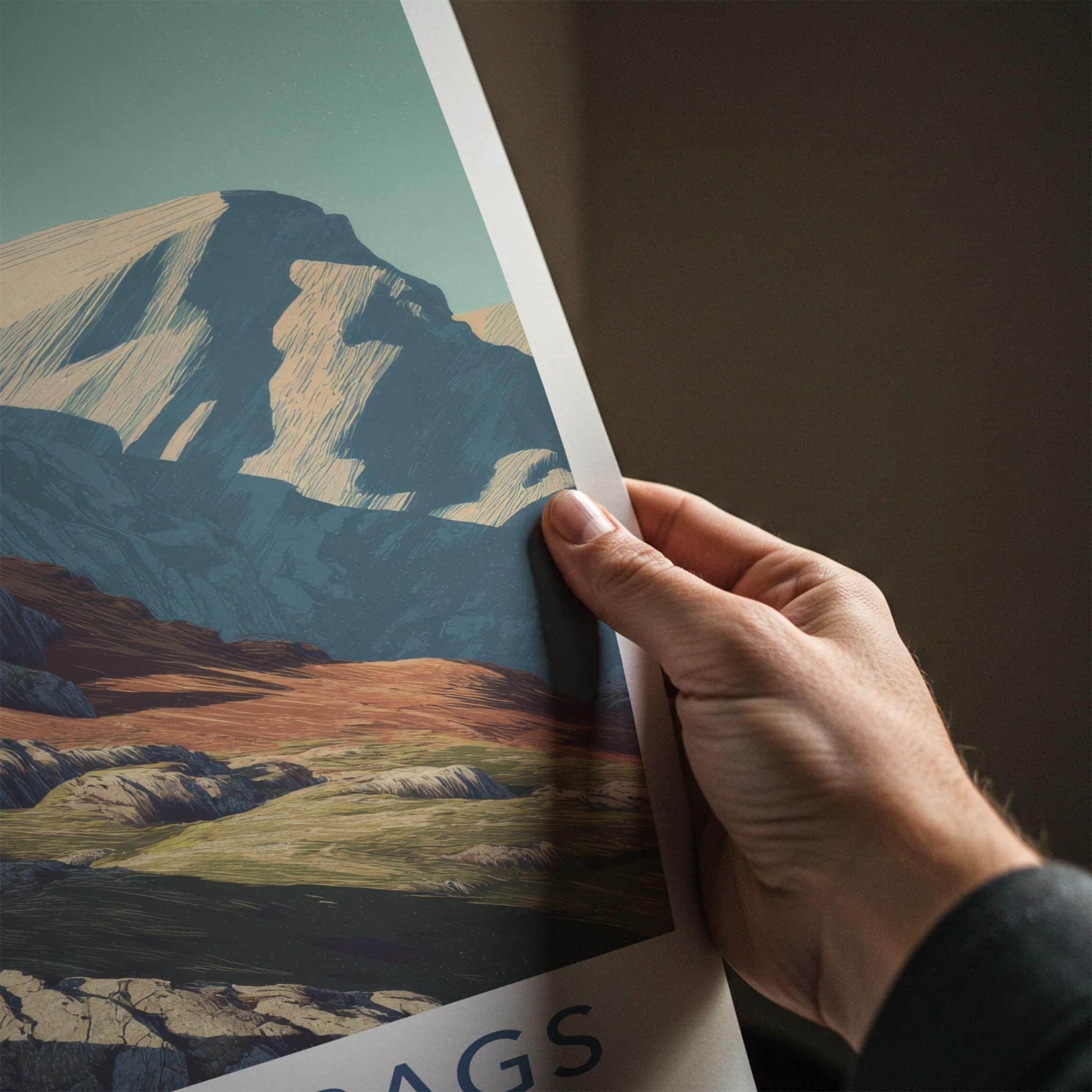 Crinkle Crags Poster - England Travel Art - rugged mountain slopes Wall Decor