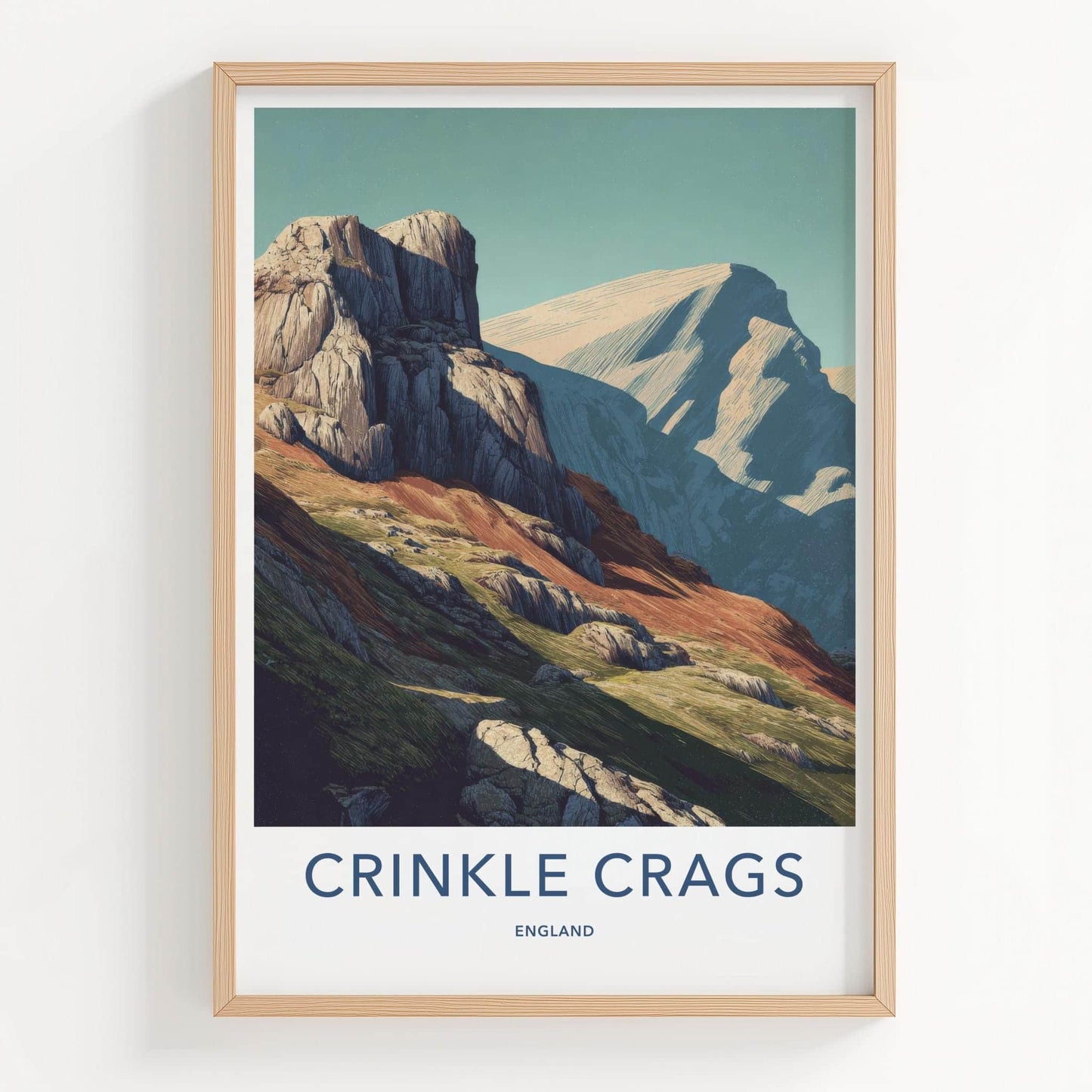 Crinkle Crags Poster - England Travel Art - rugged mountain slopes Wall Decor