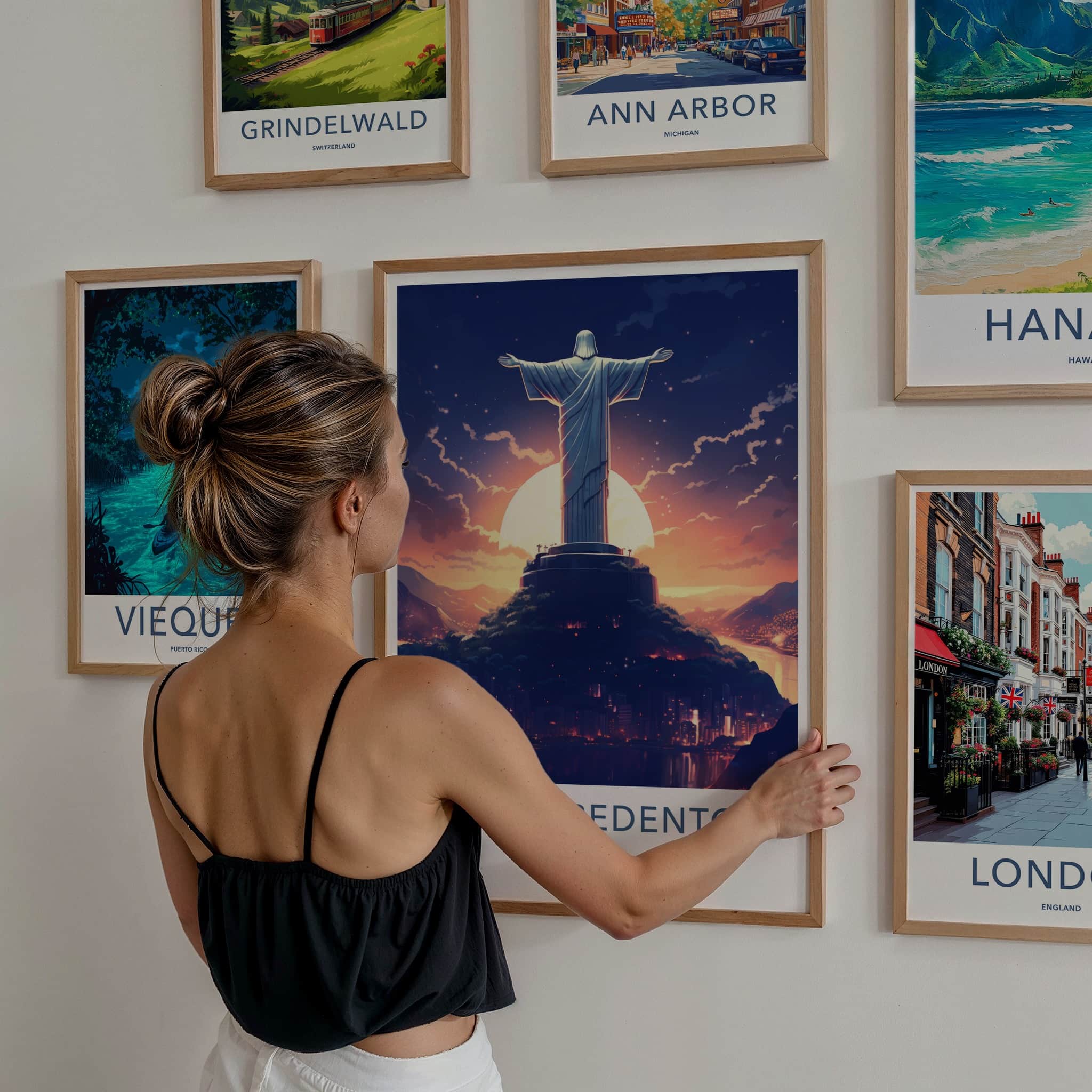 Cristo Redentor Poster - Brazil Travel Art - Redeemer Statue Sunset Wall Decor