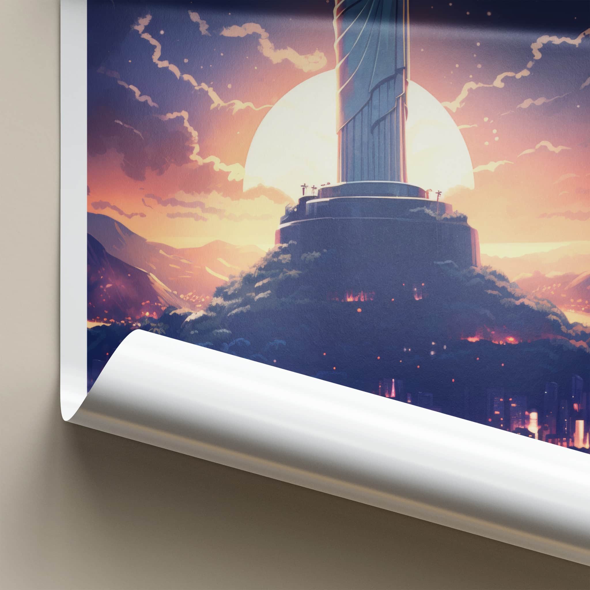 Cristo Redentor Poster - Brazil Travel Art - Redeemer Statue Sunset Wall Decor