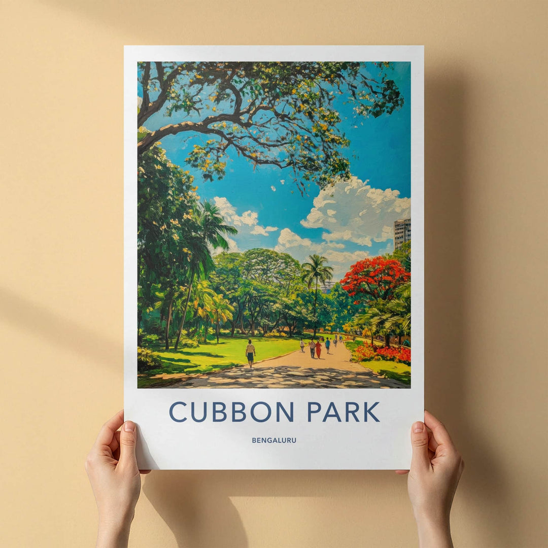 Cubbon Park Poster - India Travel Art - Karnataka People Walk Pathway Home Decor