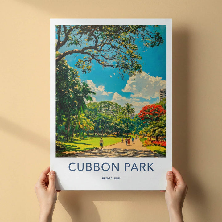 Cubbon Park Poster - India Travel Art - Karnataka People Walk Pathway Home Decor