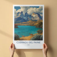 Cuernos del Paine Poster - Chile Travel Print - Majestic Mountain Lake Home Art