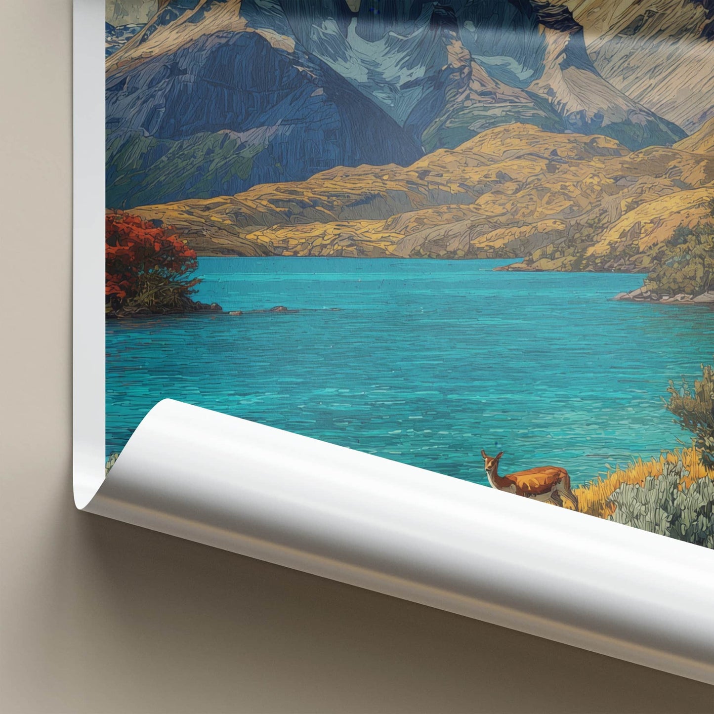 Cuernos del Paine Poster - Chile Travel Print - Majestic Mountain Lake Home Art