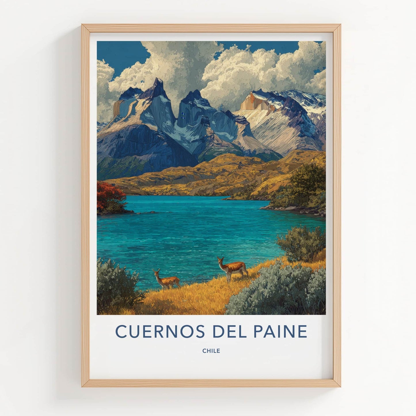 Cuernos del Paine Poster - Chile Travel Print - Majestic Mountain Lake Home Art