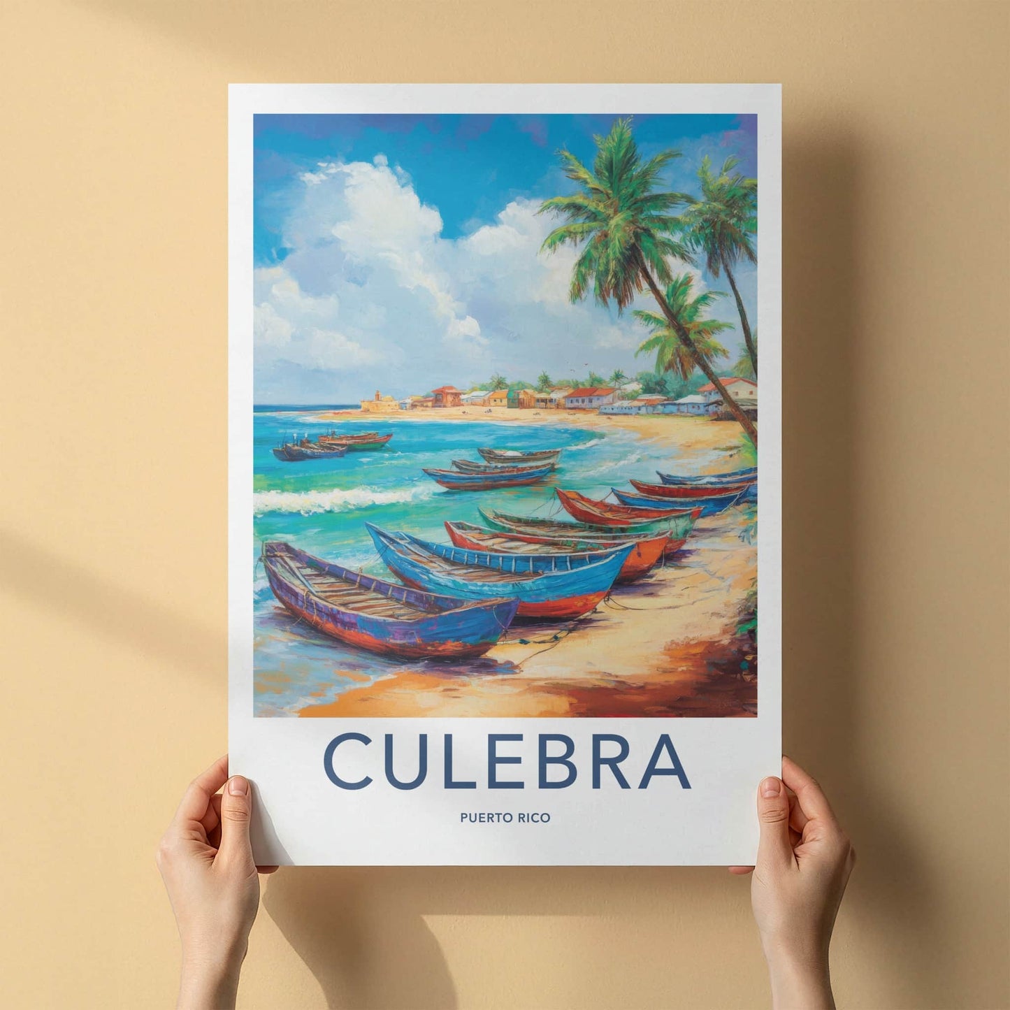Culebra Poster - Puerto Rico Travel Art - Colorful Boats Beach Home Decor