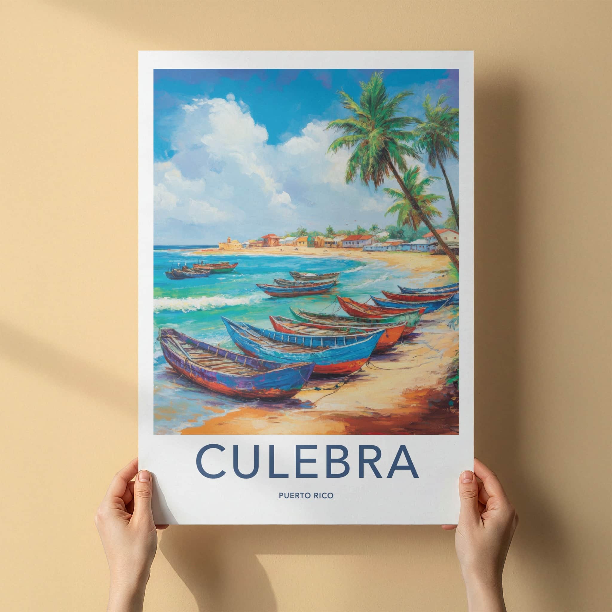 Culebra Poster - Puerto Rico Travel Art - Colorful Boats Beach Home Decor