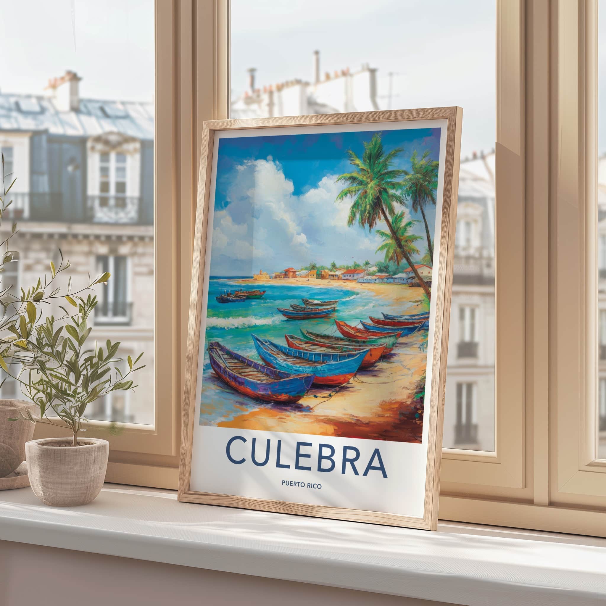 Culebra Poster - Puerto Rico Travel Art - Colorful Boats Beach Home Decor
