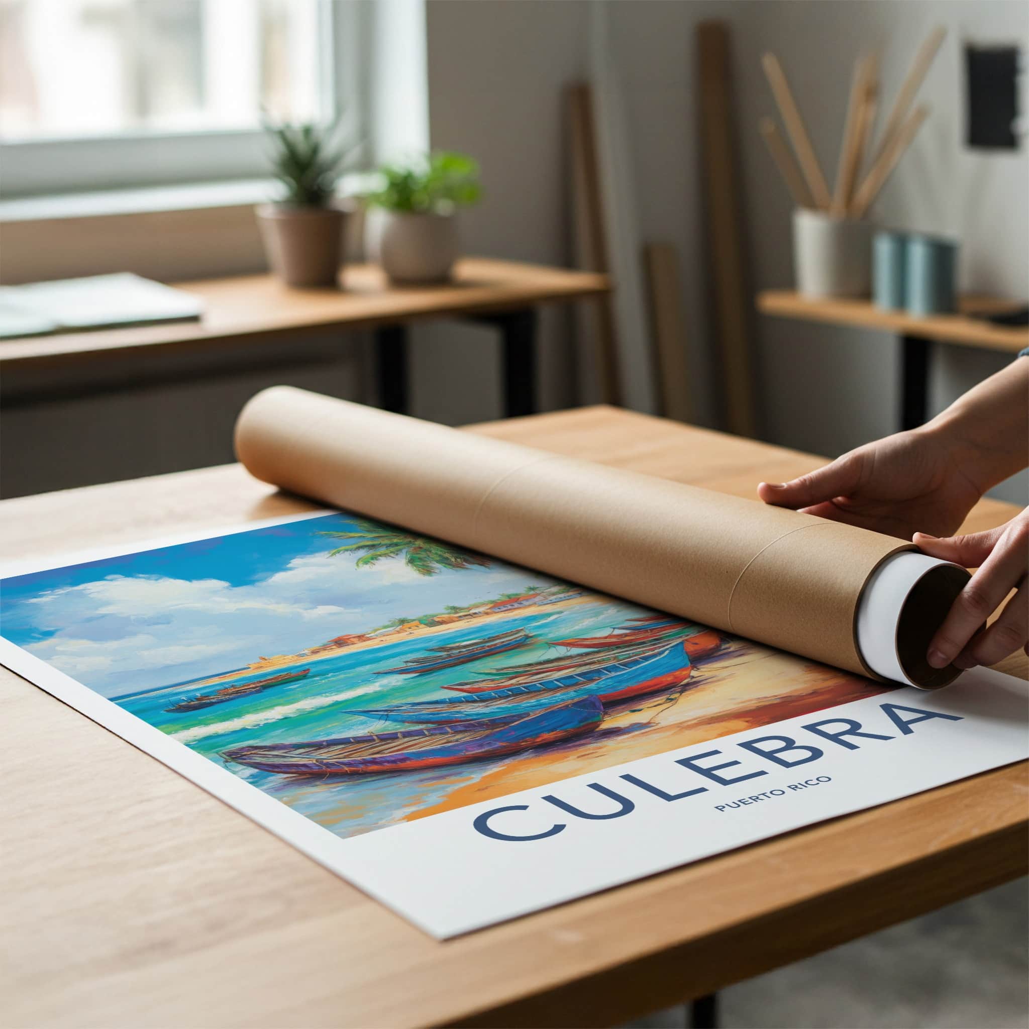 Culebra Poster - Puerto Rico Travel Art - Colorful Boats Beach Home Decor