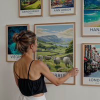 Cumbria Poster - England Framed Art - Grazing Sheep Hills Gallery Art