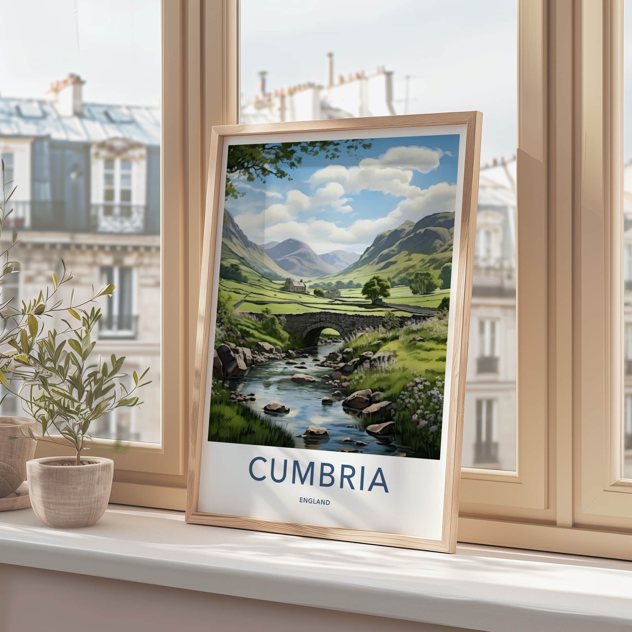 Cumbria Poster - England Wall Art - Stone Bridge River Home Decor