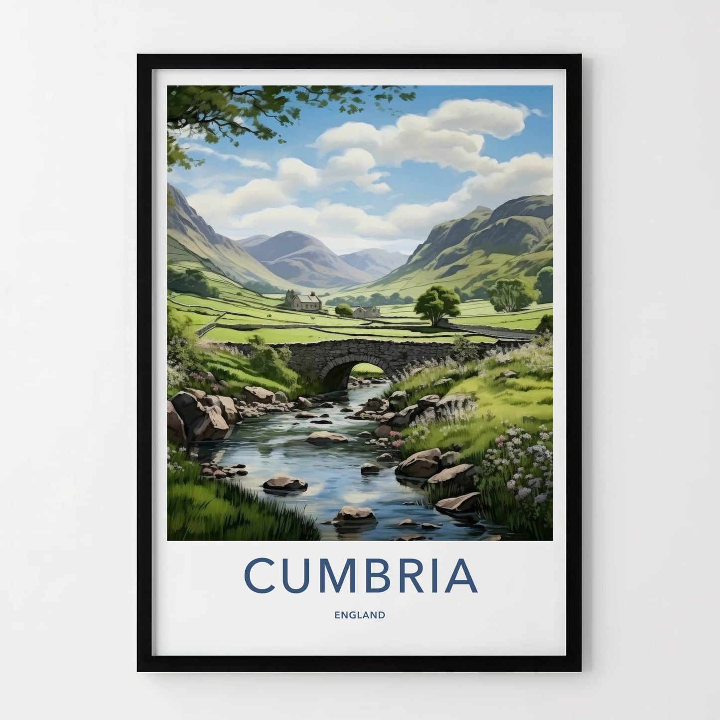 Cumbria Poster - England Wall Art - Stone Bridge River Home Decor