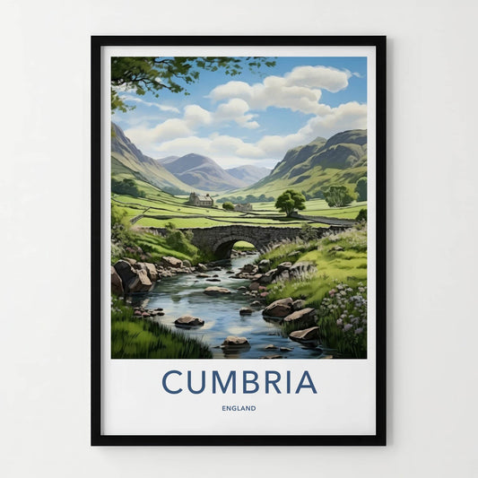 Cumbria Poster - England Wall Art - Stone Bridge River Home Decor