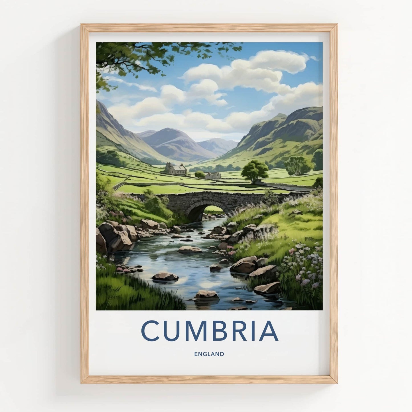 Cumbria Poster - England Wall Art - Stone Bridge River Home Decor