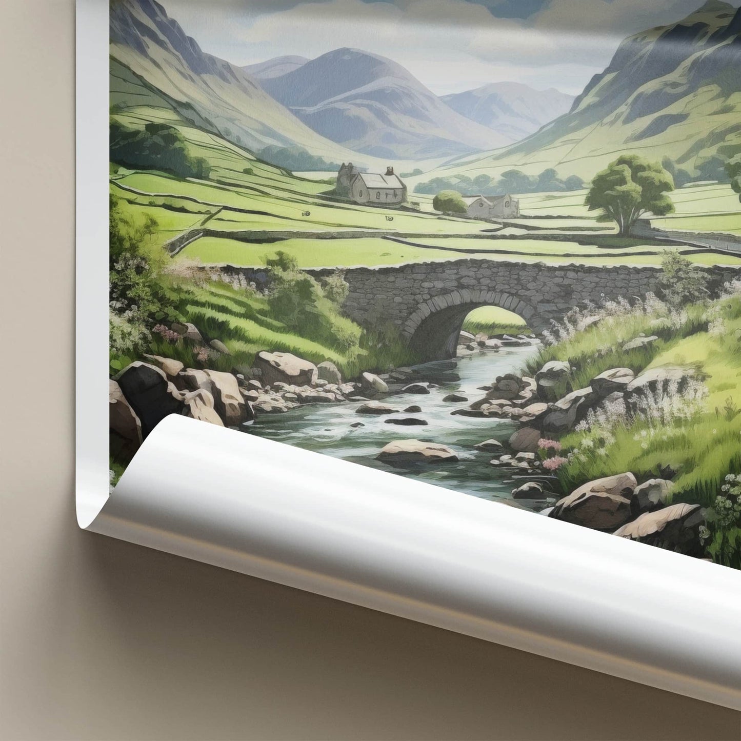Cumbria Poster - England Wall Art - Stone Bridge River Home Decor