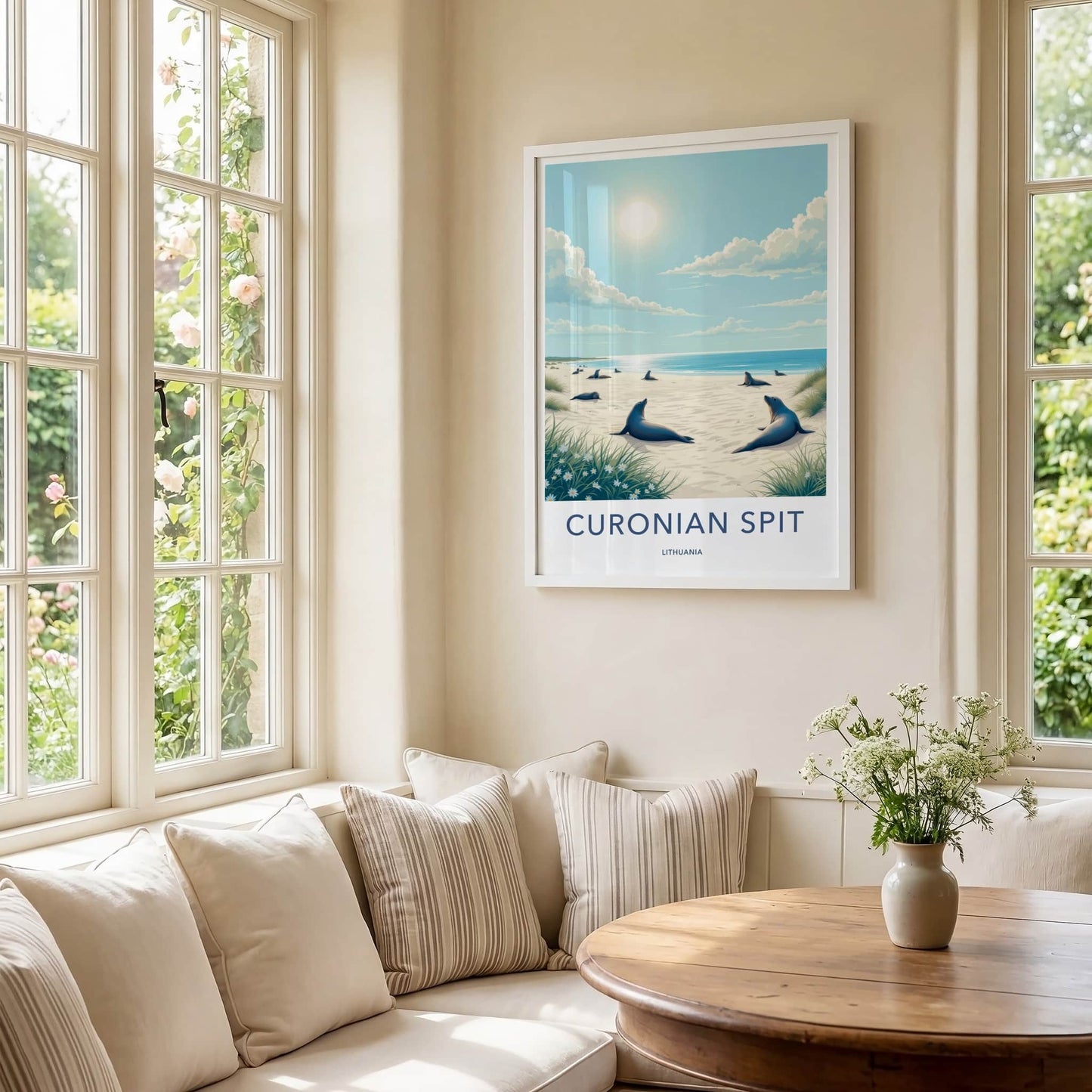 Curonian Spit Poster - Lithuania Travel Art - Seals Sunny Beach Home Decor