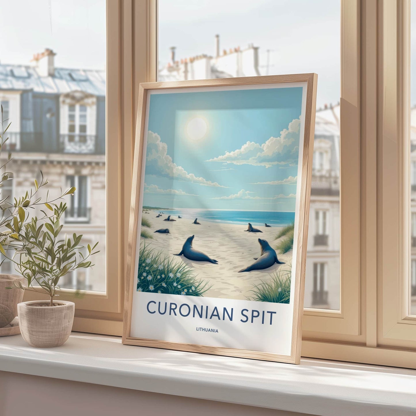Curonian Spit Poster - Lithuania Travel Art - Seals Sunny Beach Home Decor