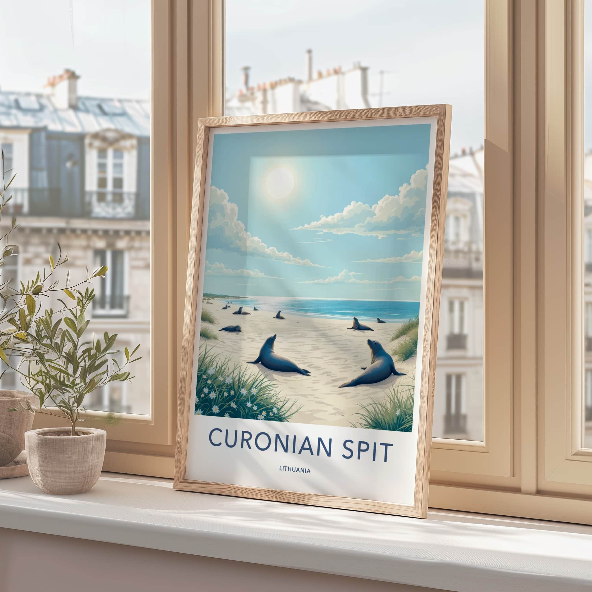 Curonian Spit Poster - Lithuania Travel Art - Seals Sunny Beach Home Decor