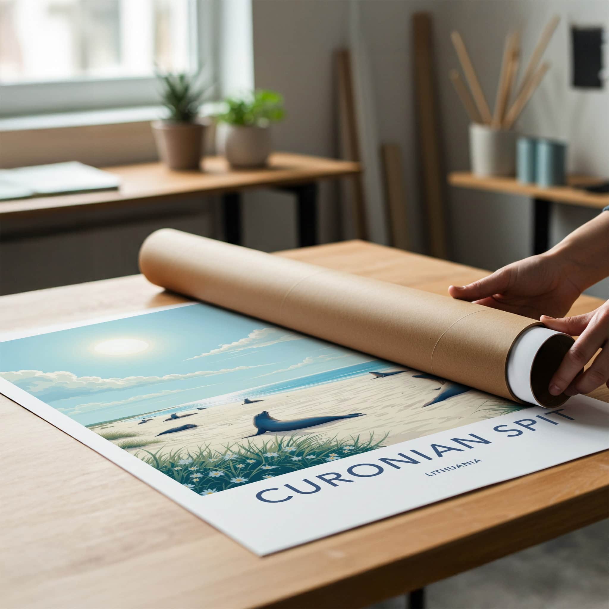 Curonian Spit Poster - Lithuania Travel Art - Seals Sunny Beach Home Decor