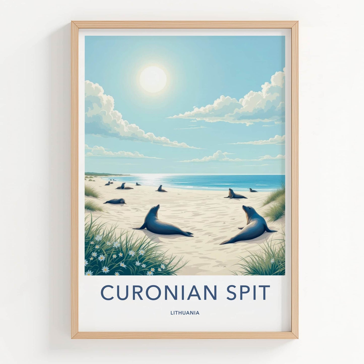 Curonian Spit Poster - Lithuania Travel Art - Seals Sunny Beach Home Decor
