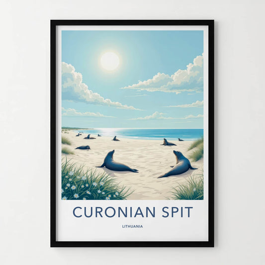 Curonian Spit Poster - Lithuania Travel Art - Seals Sunny Beach Home Decor