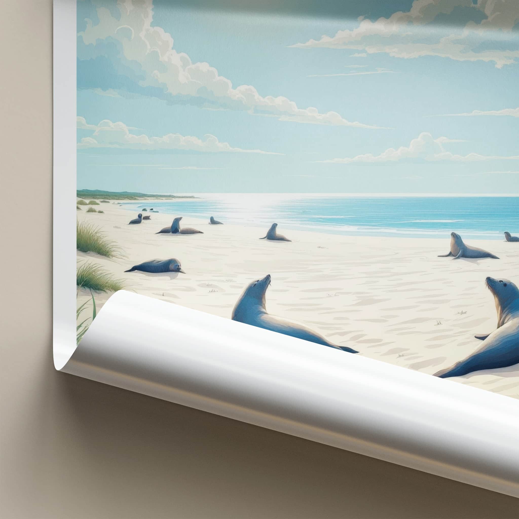 Curonian Spit Poster - Lithuania Travel Art - Seals Sunny Beach Home Decor