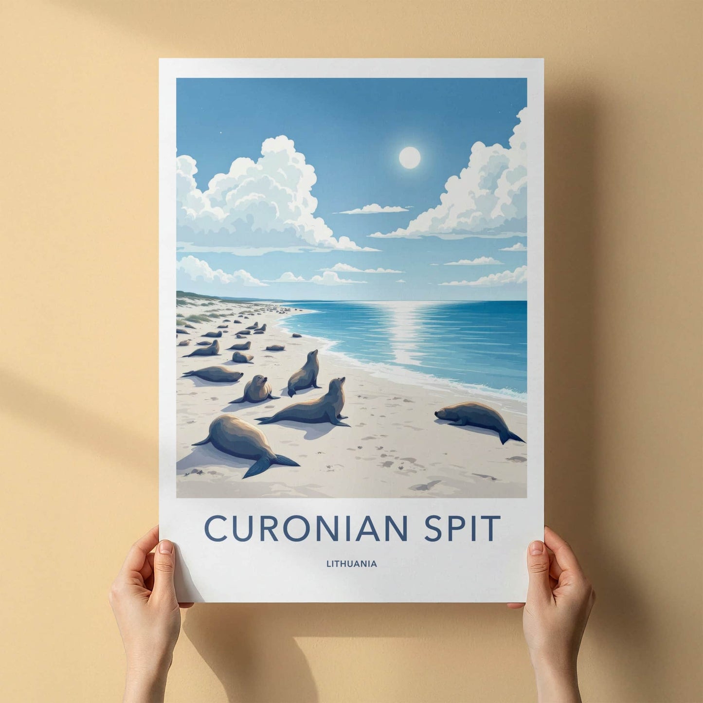 Curonian Spit Poster - Lithuania Travel Art - Seals Sunny Beach Home Decor